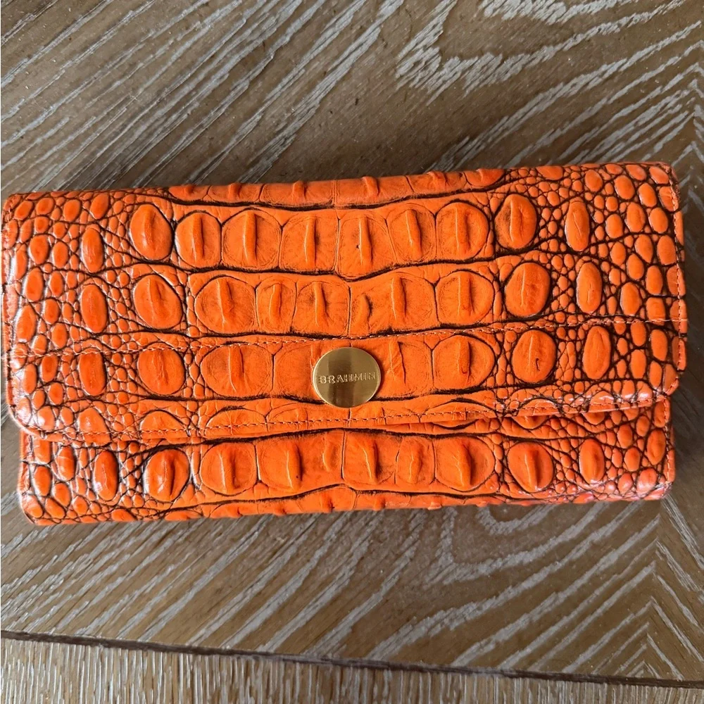 Brahmin Orange Embossed Clutch - Picture 1 of 5